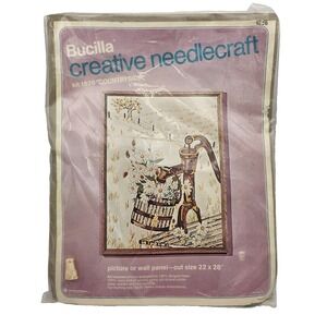 Bucilla Creative Needlecraft Kit 1826 Countryside Picture Stamped‎ Belgian Linen